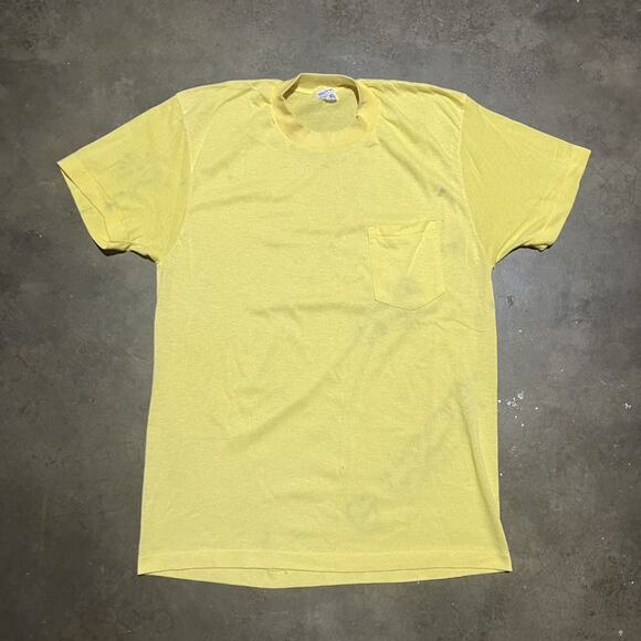 Vintage 70s JCPenney Yellow Blank Pocket T-Shirt - Picture 1 of 5